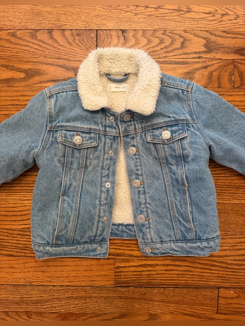 Mango Kids Light Blue Sherpa-Lined Denim Jacket